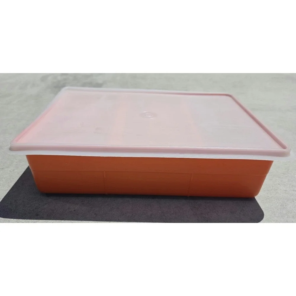 Vintage Tuppercraft Organizer Box Orange w/ Trays & Lid Made in USA